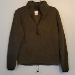 Fleece wool jacket size S 3-5 dark camo green